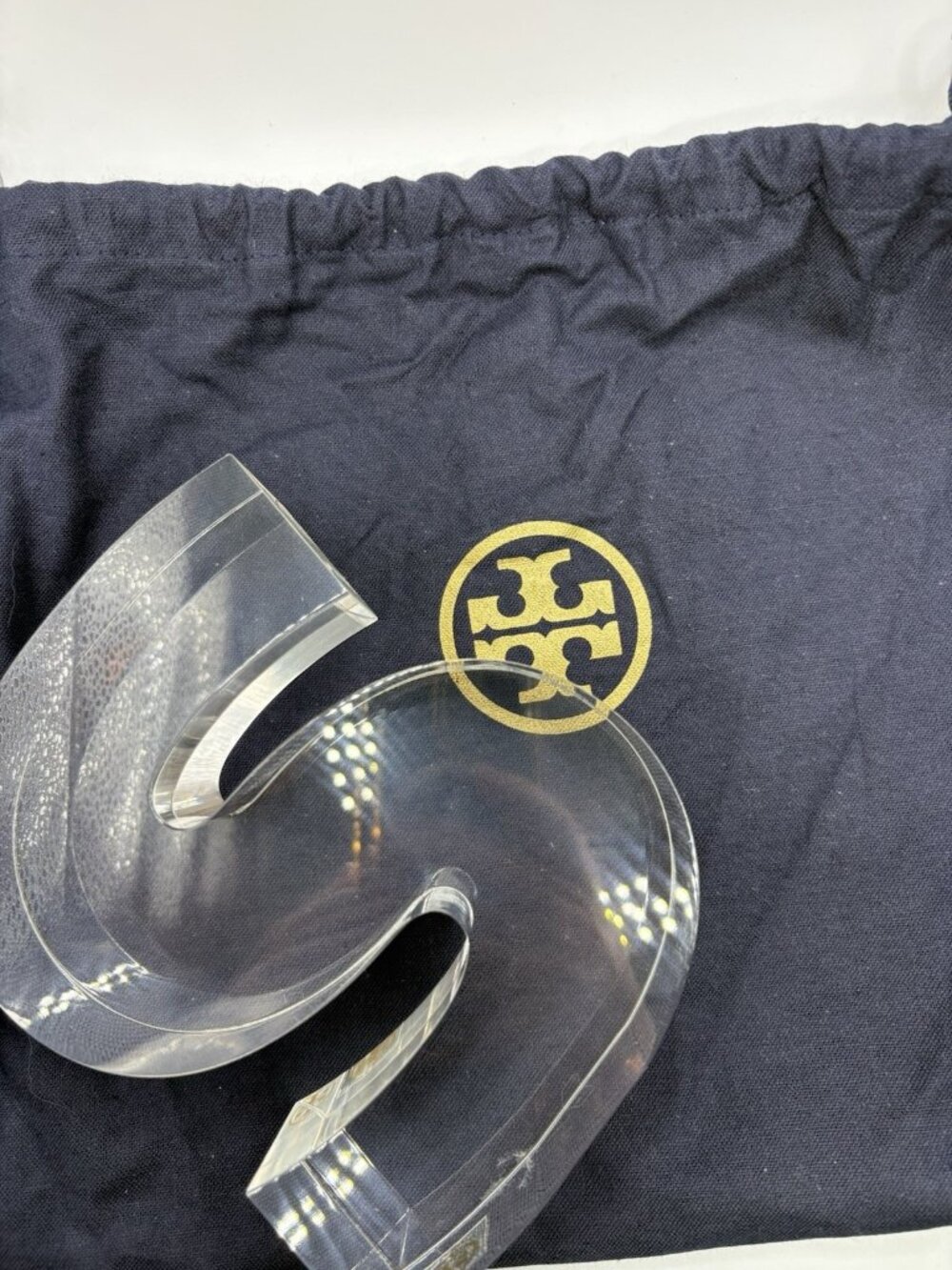 Tory Burch Large Clear Acrylic Letter “S” Home Decor With Dust Bag And Box